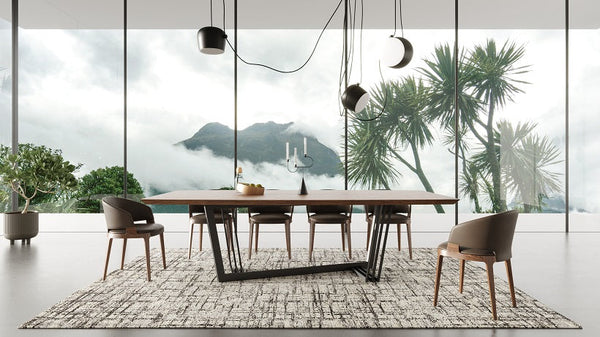 Modrest Gilroy Modern Walnut and Black Dining Table - MONAVILLA