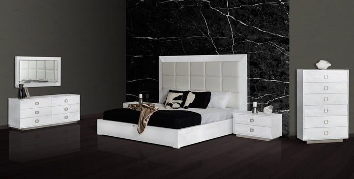 Eastern King A&X Victoria Modern White Crocodile Bedroom Set - MONAVILLA