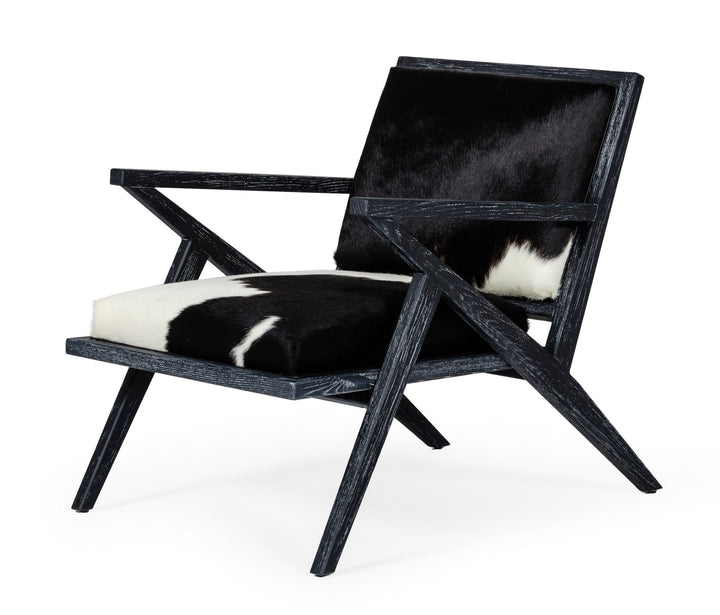 Modrest Hallam Glam Black and White Cowhide Accent Chair - MONAVILLA