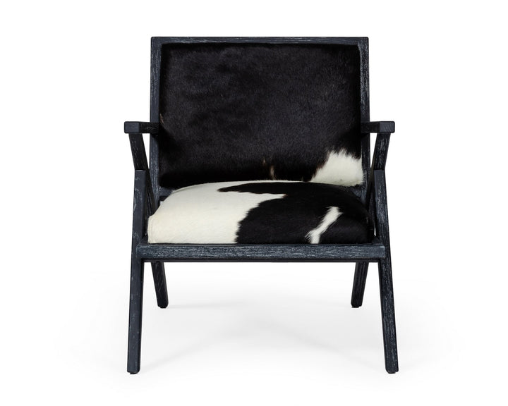 Modrest Hallam Glam Black and White Cowhide Accent Chair - MONAVILLA