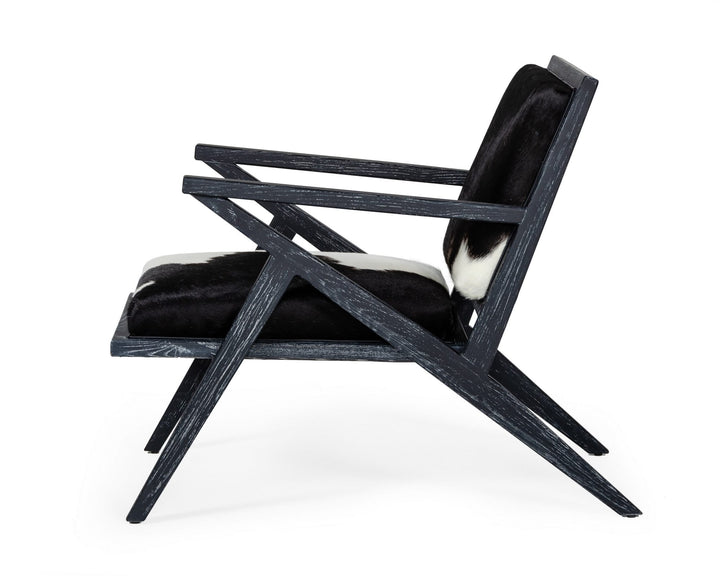 Modrest Hallam Glam Black and White Cowhide Accent Chair - MONAVILLA