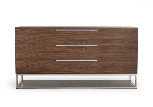Modrest Heloise Contemporary Walnut & Stainless Steel Dresser - MONAVILLA