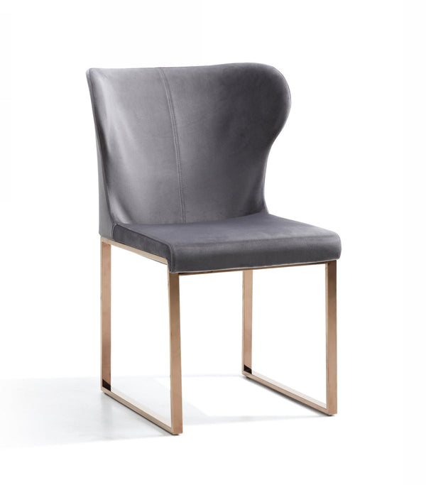 Modrest Chadwick Modern Grey Velvet & Rosegold Dining Chair - MONAVILLA