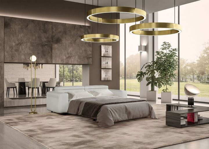 Coronelli Collezioni Icon Modern Italian Grey Leather Sofa Bed - MONAVILLA