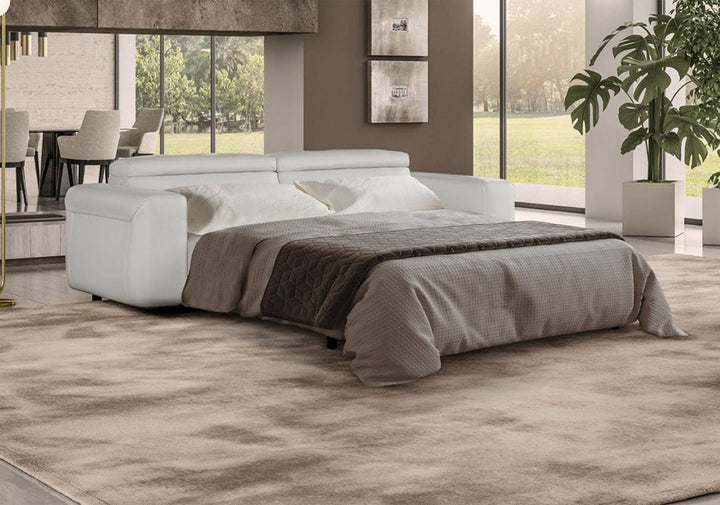 Coronelli Collezioni Icon Modern Italian Grey Leather Sofa Bed - MONAVILLA