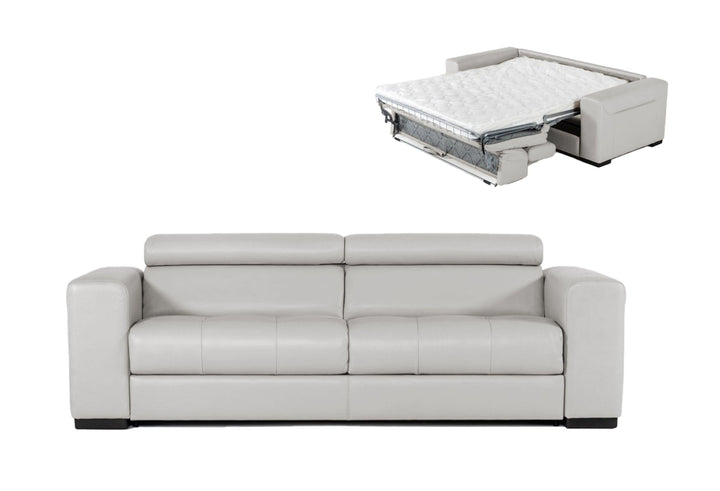 Coronelli Collezioni Icon Modern Italian Grey Leather Sofa Bed - MONAVILLA