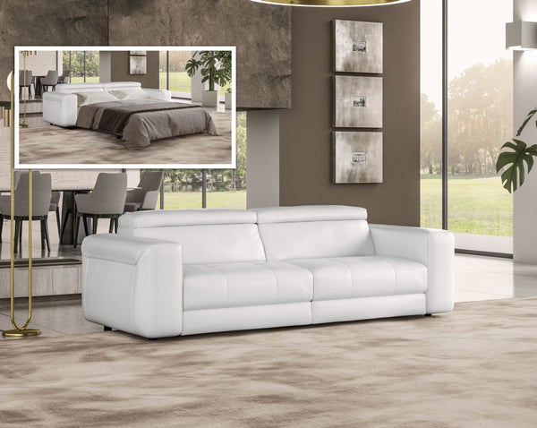Coronelli Collezioni Icon Modern Italian White Leather Sofa Bed - MONAVILLA