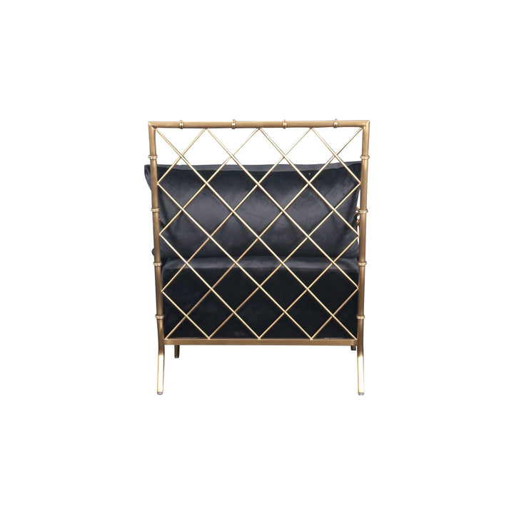 Divani Casa Ignacio Glam Black Velvet & Gold Accent Chair - MONAVILLA