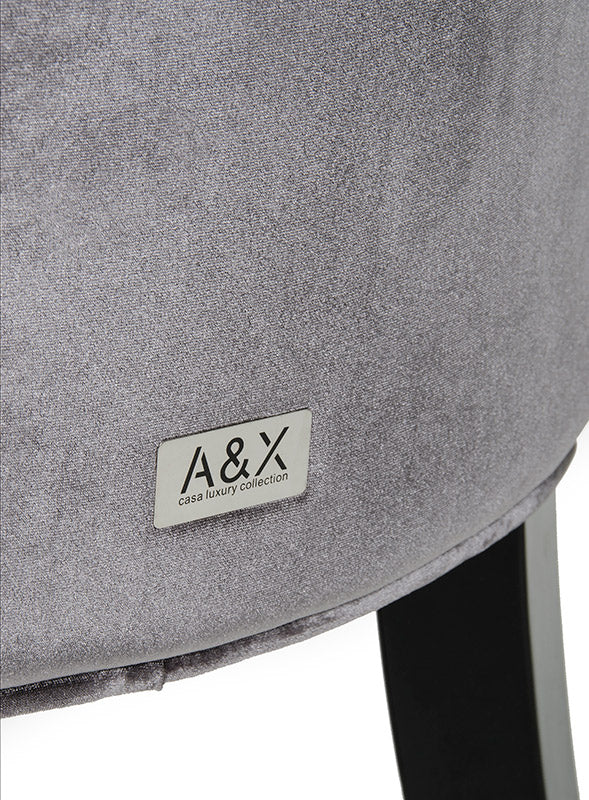 A&X Charlotte Grey Velour Dining Chair (Set of 2) - MONAVILLA