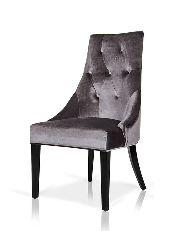 A&X Charlotte Grey Velour Dining Chair (Set of 2) - MONAVILLA