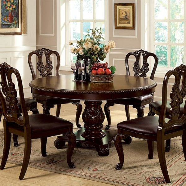 Furniture Of America Bellagio Brown Cherry Traditional Round Dining Table Model CM3319RT-TABLE