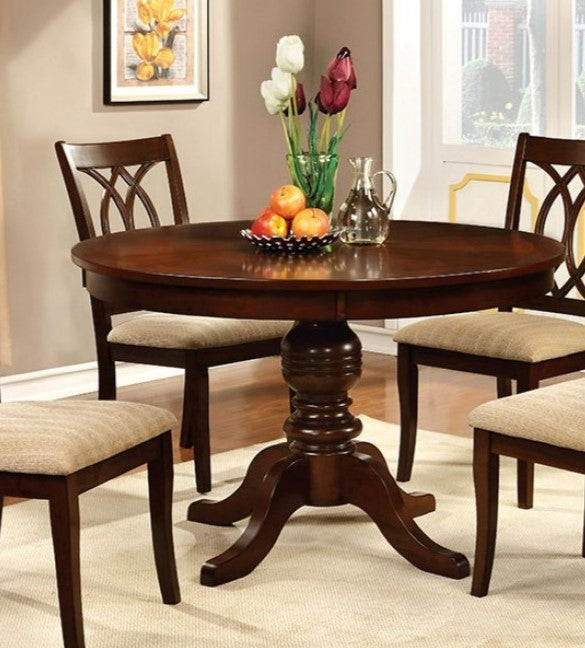 Furniture Of America Carlisle Brown Cherry Transitional Round Dining Table Model CM3778RT-TABLE - MONAVILLA