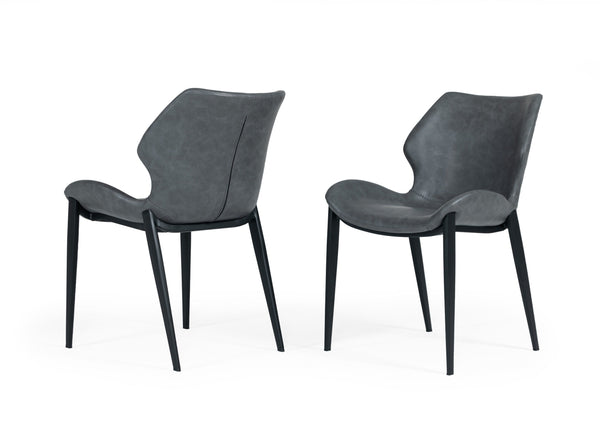 Modrest Instone Industrial Dark Grey Eco Leather Dining Chair (Set of 2) - MONAVILLA