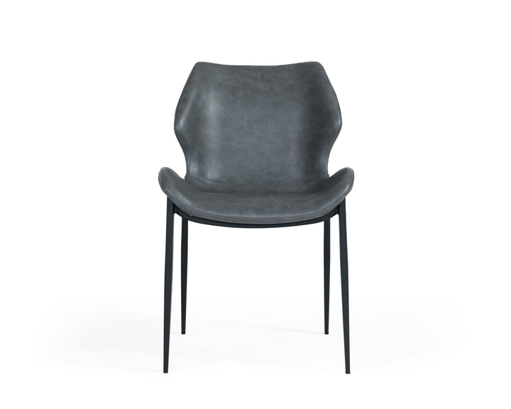 Modrest Instone Industrial Dark Grey Eco Leather Dining Chair (Set of 2) - MONAVILLA
