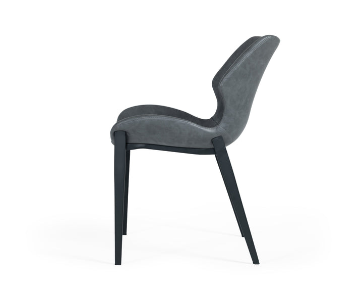 Modrest Instone Industrial Dark Grey Eco Leather Dining Chair (Set of 2) - MONAVILLA