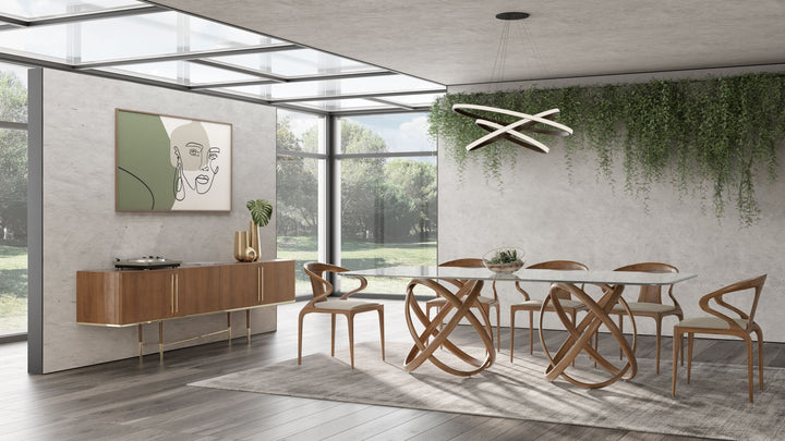 Modrest Mason Modern Glass & Walnut Dining Table - MONAVILLA