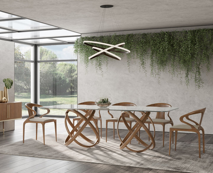 Modrest Mason Modern Glass & Walnut Dining Table - MONAVILLA