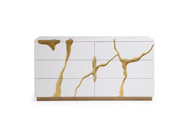 Modrest Aspen Modern White & Gold Dresser - MONAVILLA