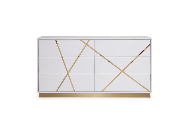 Modrest Nixa Modern White & Gold Dresser - MONAVILLA
