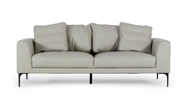Divani Casa Jacoba Modern Light Grey Leather Sofa - MONAVILLA