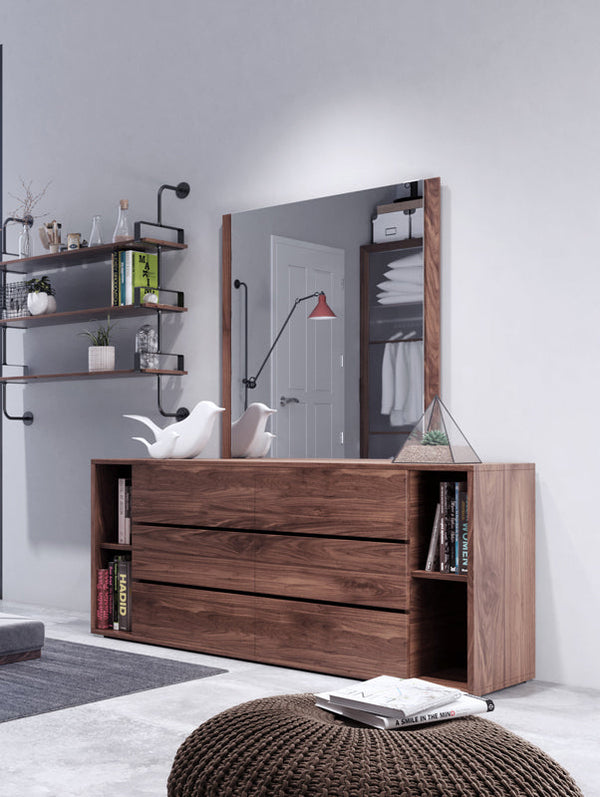Nova Domus Jagger Modern Walnut Dresser & Mirror Set - MONAVILLA