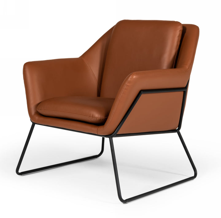 Modrest Jennifer Industrial Brown Eco Leather Accent Chair - MONAVILLA