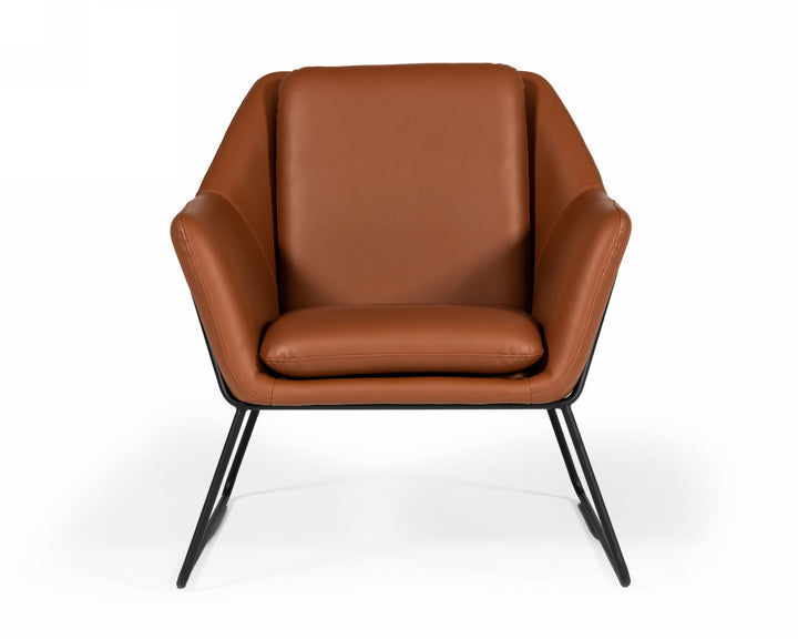 Modrest Jennifer Industrial Brown Eco Leather Accent Chair - MONAVILLA