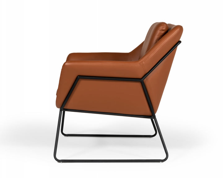Modrest Jennifer Industrial Brown Eco Leather Accent Chair - MONAVILLA