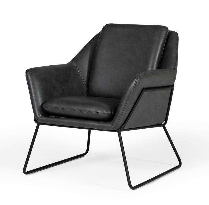 Modrest Jennifer Industrial Dark Grey Eco Leather Accent Chair - MONAVILLA