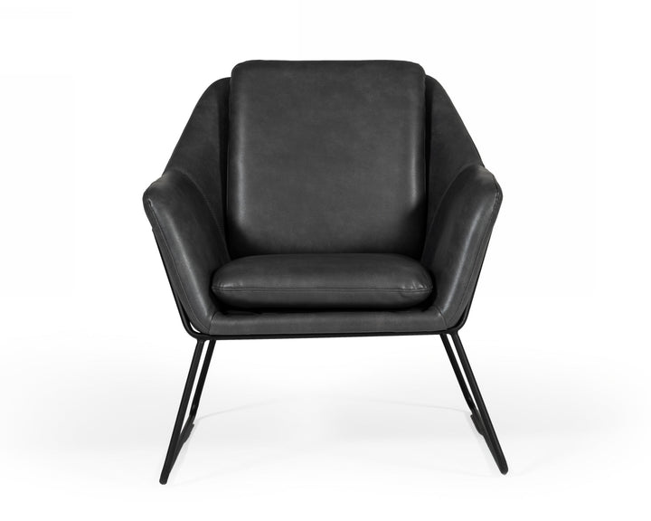 Modrest Jennifer Industrial Dark Grey Eco Leather Accent Chair - MONAVILLA