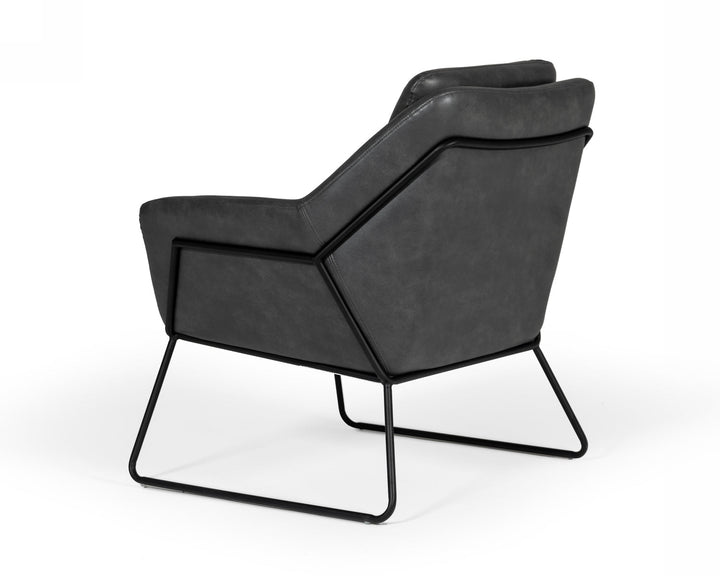 Modrest Jennifer Industrial Dark Grey Eco Leather Accent Chair - MONAVILLA