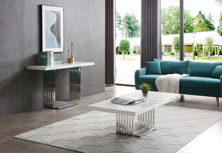 Modrest Kingsley Modern Marble & Stainless Steel Coffee Table - MONAVILLA