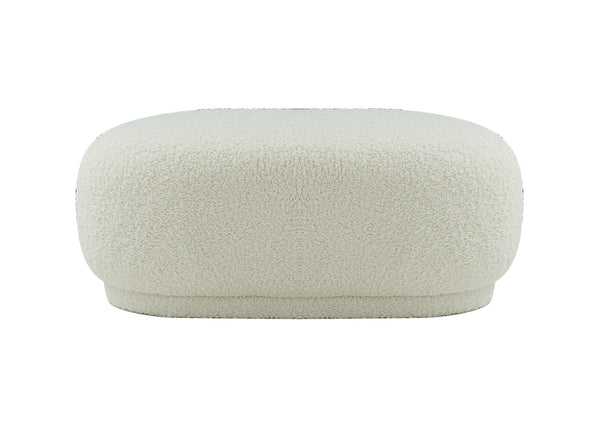 Divani Casa Kael Contemporary White Sherpa Ottoman - MONAVILLA