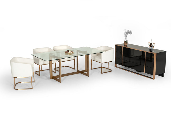 Modrest Keaton Modern Glass & Brass Dining Table - MONAVILLA