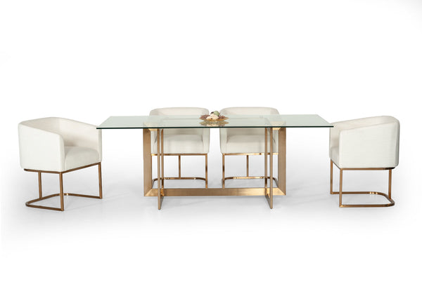 Modrest Keaton Modern Glass & Brass Dining Table - MONAVILLA