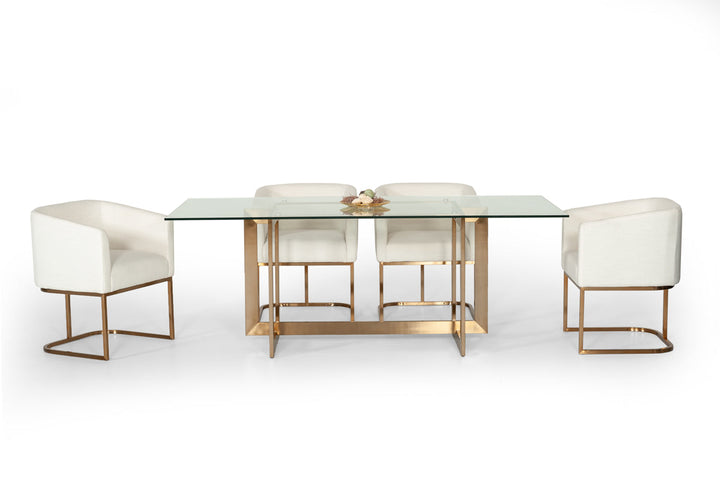 Modrest Keaton Modern Glass & Brass Dining Table - MONAVILLA