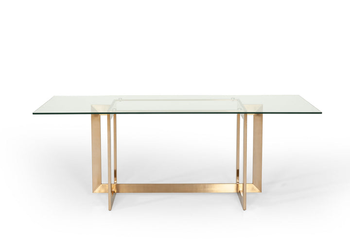 Modrest Keaton Modern Glass & Brass Dining Table - MONAVILLA