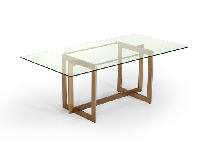 Modrest Keaton Modern Glass & Brass Dining Table - MONAVILLA