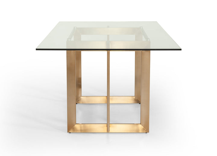 Modrest Keaton Modern Glass & Brass Dining Table - MONAVILLA