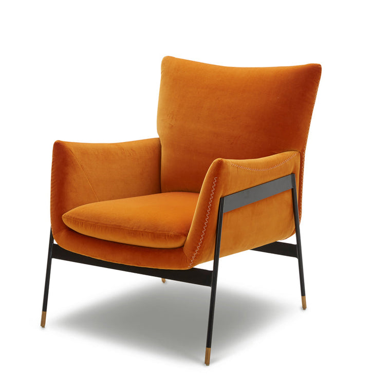 Divani Casa Joseph Modern Orange Fabric Accent Chair - MONAVILLA
