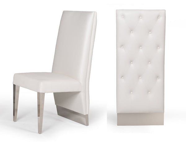 Modrest Kilson Modern White Leatherette & Stainless Steel Dining Chair (Set of 2) - MONAVILLA