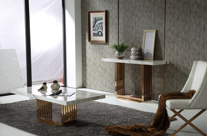 Modrest Kingsley Modern Marble & Rosegold Coffee Table - MONAVILLA
