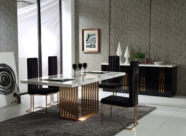 Modrest Kingsley Modern Marble & Rosegold Dining Table - MONAVILLA