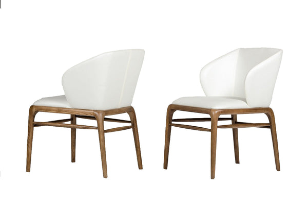 Modrest Kipling Modern Cream & Walnut Dining Chair - MONAVILLA