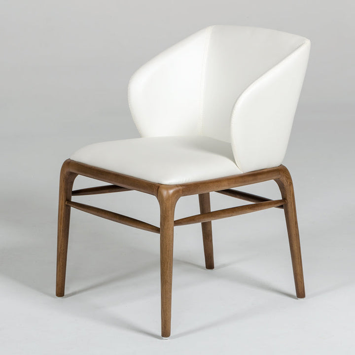 Modrest Kipling Modern Cream & Walnut Dining Chair - MONAVILLA