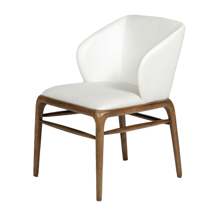 Modrest Kipling Modern Cream & Walnut Dining Chair - MONAVILLA