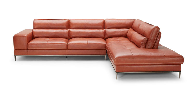 Divani Casa Kudos Modern Cognac RAF Chaise Sectional Sofa - MONAVILLA