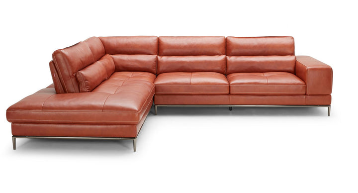 Divani Casa Kudos Modern Cognac LAF Chaise Sectional Sofa - MONAVILLA