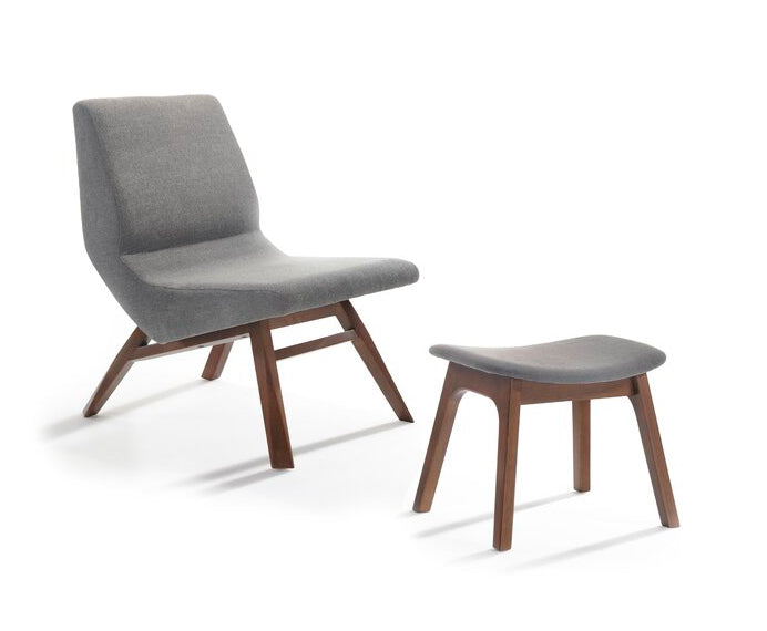 Modrest Whitney Modern Grey & Walnut Accent Chair & Ottoman - MONAVILLA