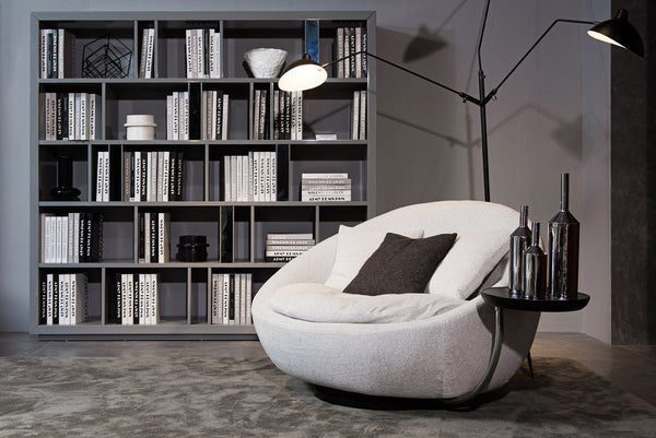 Divani Casa Alba Modern Grey Fabric Chair with Tray - MONAVILLA